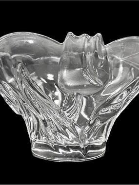 Vintage 1970s Mikasa Germany "Spring Debut" Clear Tulips Crystal Serving Bowl